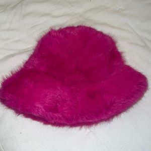 Pink Fuzzy Bucket Hat